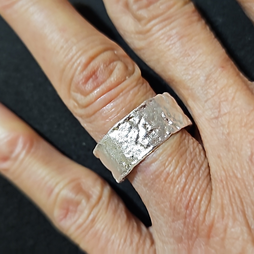 Chunky Silver-Tone Adjustable Ring - image 1